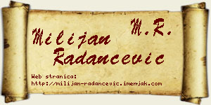 Milijan Radančević vizit kartica